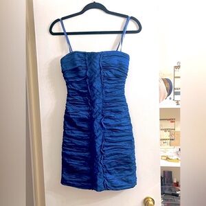 NEW YEARS EVE DRESS BCBG STRAPLESS bodycon Mariko blue runched tube dress NWT 0